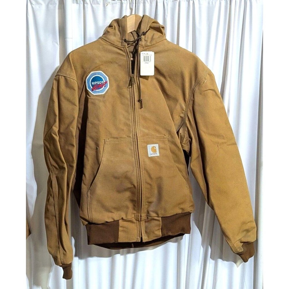 VTG 1994 Carhartt Active Jacket Mens Large Duck Canvas Hooded Zip Up NOS